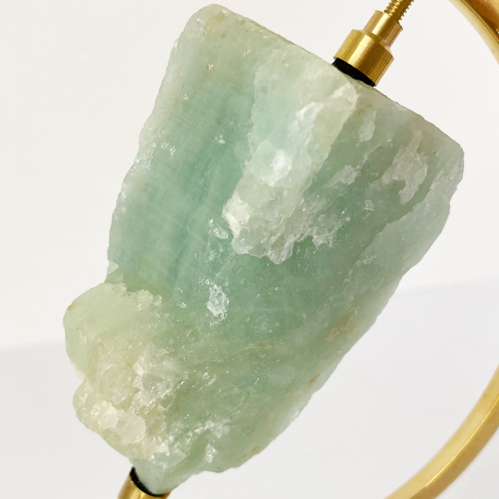 Image of Aquamarine no.45 + Brass Arc Stand