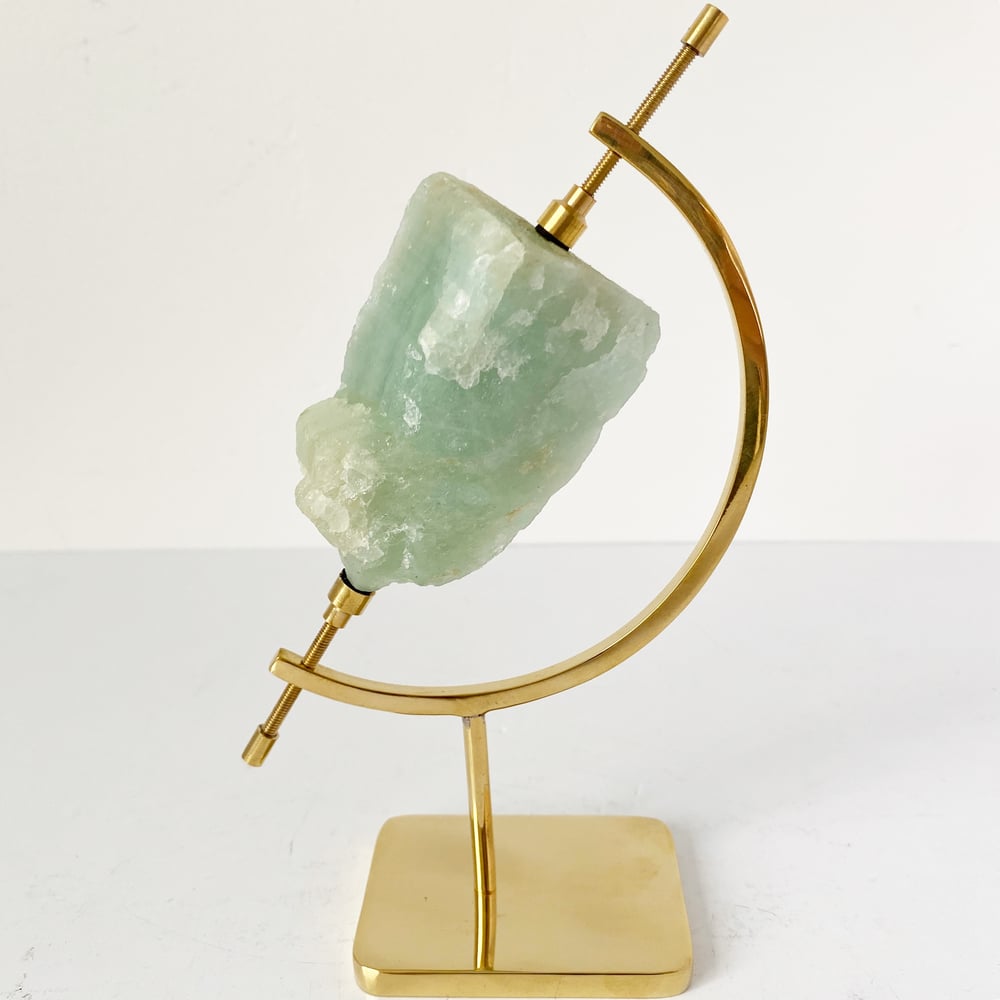 Image of Aquamarine no.45 + Brass Arc Stand