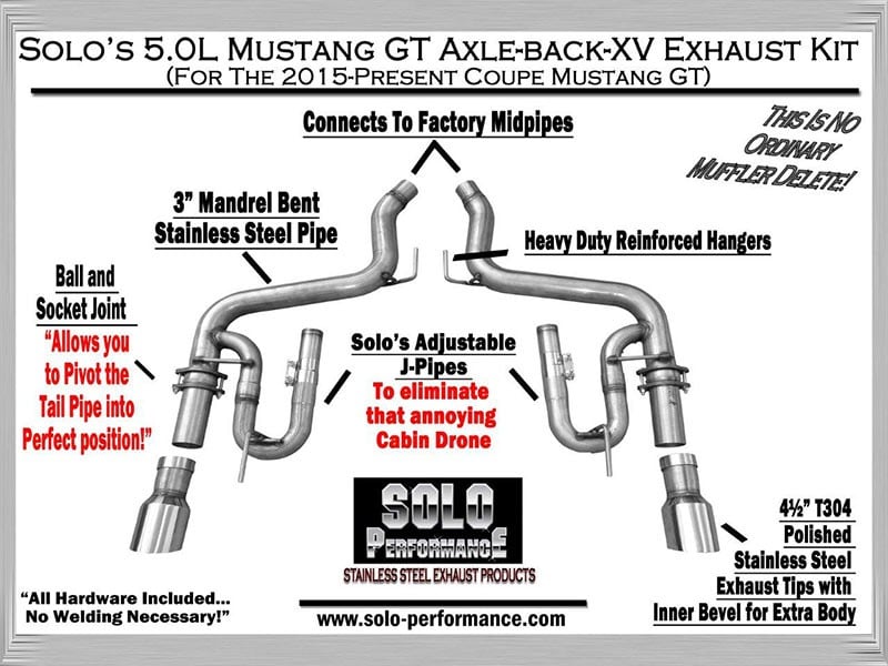2015-2017 Mustang GT Solo Performance Exhaust Kits