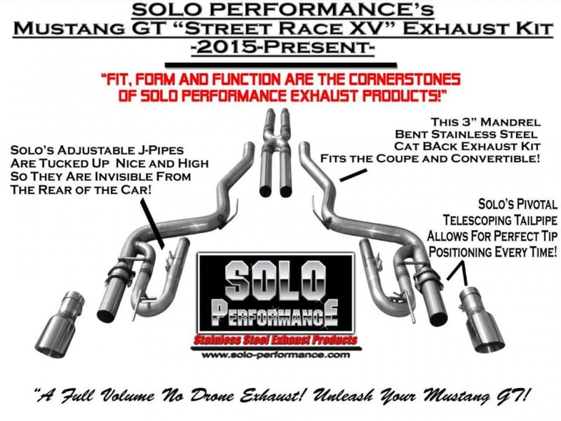 2015-2017 Mustang GT Solo Performance Exhaust Kits