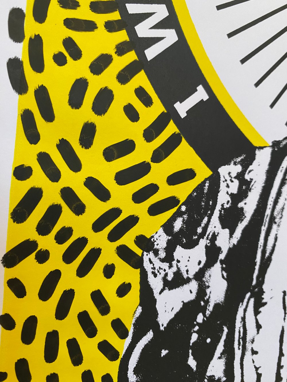 Image of A2 Y6 Hand embellished Pankhurst yellow screen print with paint