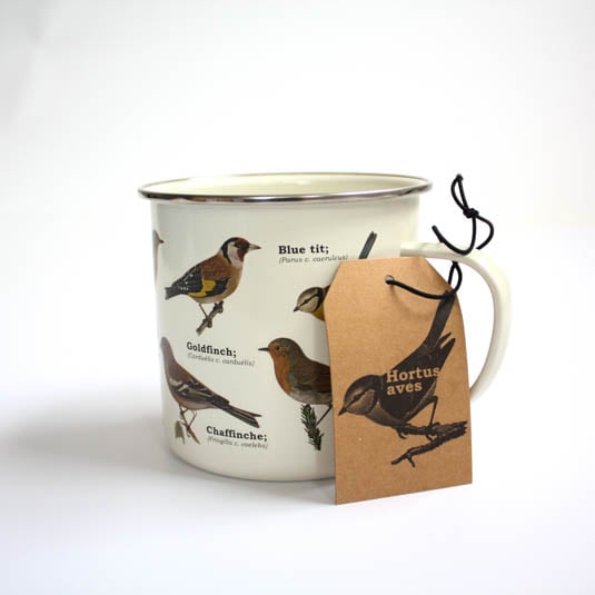 Image of Garden Birds Print Enamel Tin Mug - Ecologie Collection