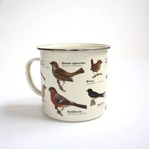 Image of Garden Birds Print Enamel Tin Mug - Ecologie Collection