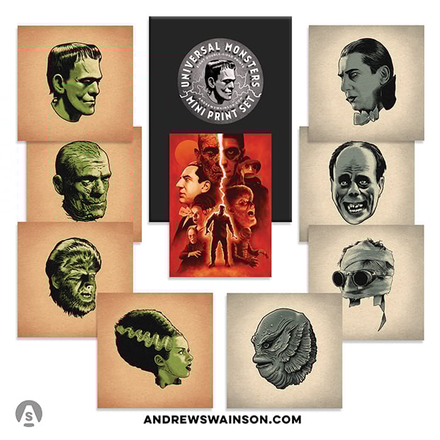 Image of UNIVERSAL MONSTERS MINI PRINT SET
