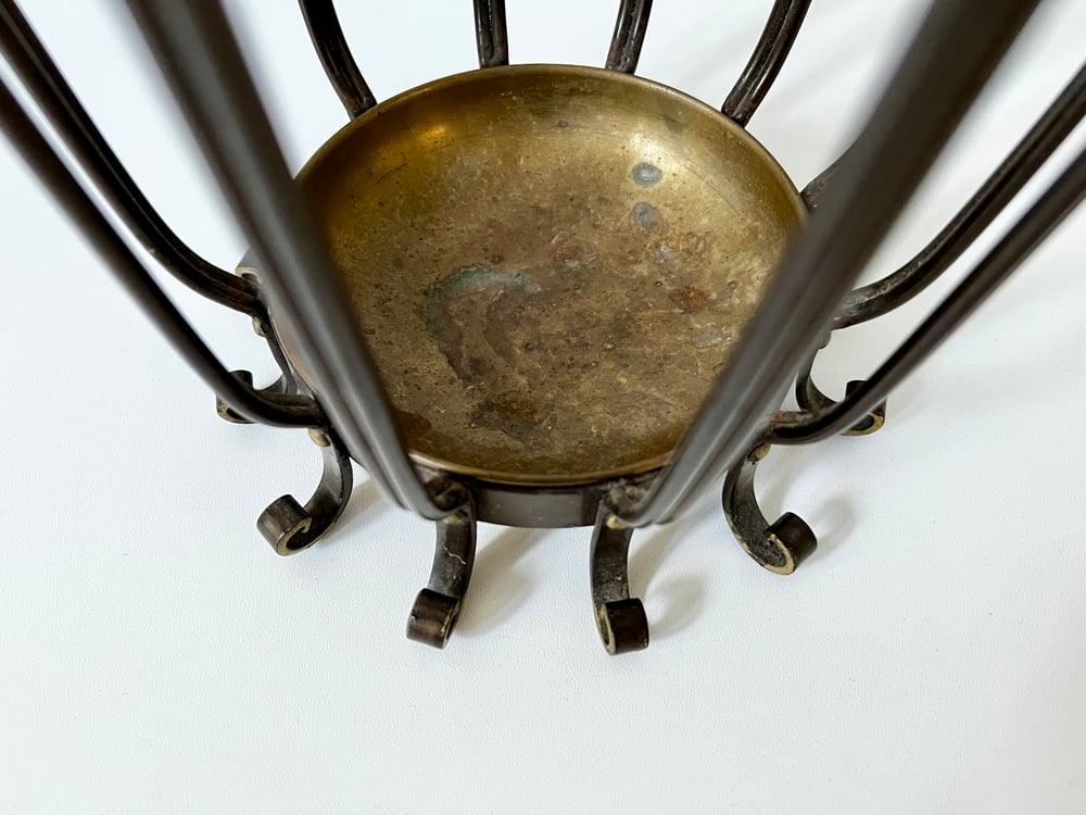 Image of Italian Umbrella Stand with Brass Tray, 1950s