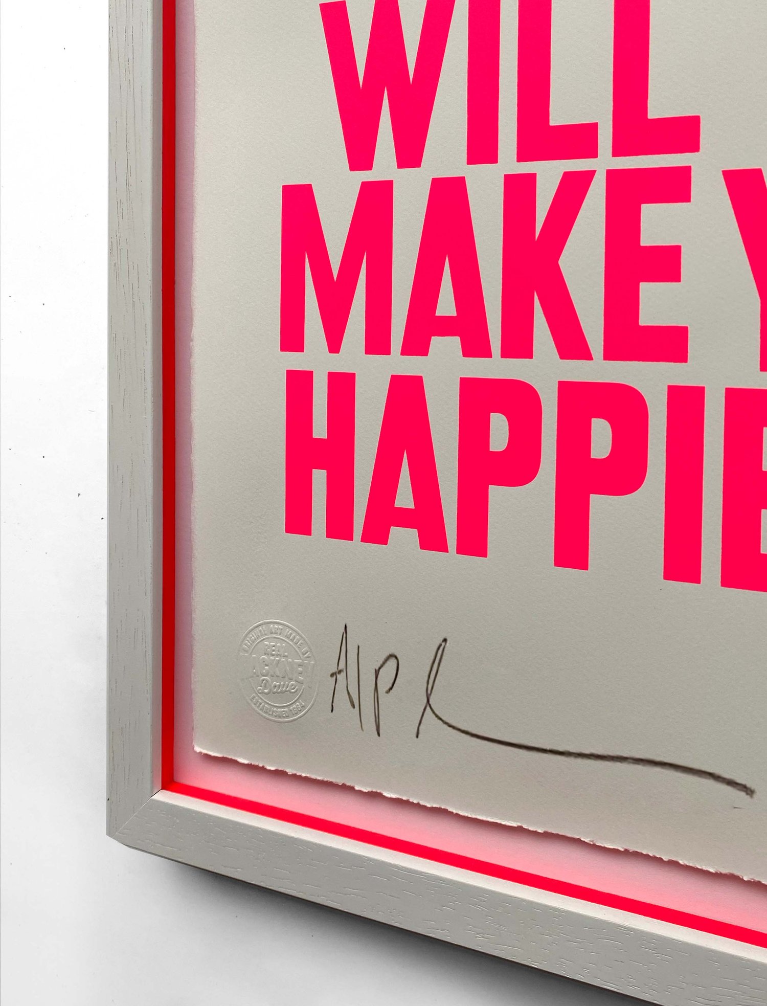Image of 'Gentle reminder to stop fucking around..' (screen print - pink on off white) by Hackney Dave