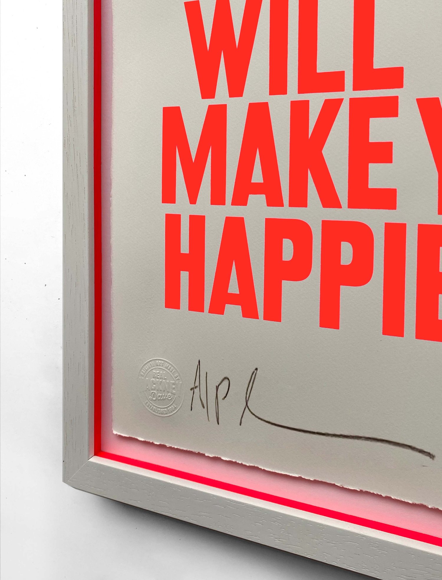 Image of 'Gentle reminder to stop fucking around..' (screen print - red on off white ) by Hackney Dave