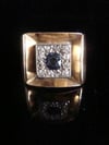 RETRO 1970S LARGE 18CT NATURAL SAPPHIRE AND DIAMOND RING