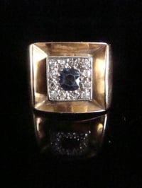 Image 2 of RETRO 1970S LARGE 18CT NATURAL SAPPHIRE AND DIAMOND RING