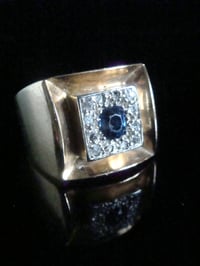 Image 1 of RETRO 1970S LARGE 18CT NATURAL SAPPHIRE AND DIAMOND RING