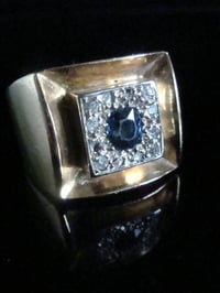 Image 4 of RETRO 1970S LARGE 18CT NATURAL SAPPHIRE AND DIAMOND RING