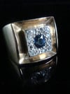 RETRO 1970S LARGE 18CT NATURAL SAPPHIRE AND DIAMOND RING