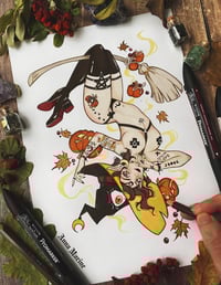 Image 1 of Pumpkins and broomsticks