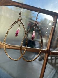 Image 5 of Gold Brass Ruby Hoops 