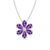 Amethyst Flower Cluster Pendant with Diamond