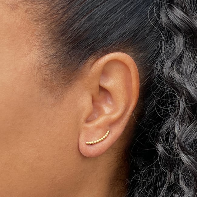 Gold beaded ear-climbers