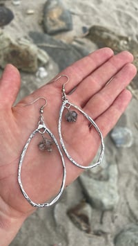 Image 3 of Raw Herkimer Diamond Artisan Silver Oval Hoops