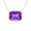 East-West Bezel-Set Emerald-Cut Amethyst Pendant