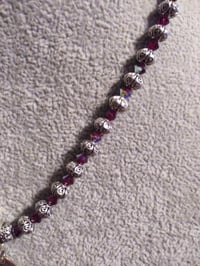 Image 3 of GARNET AND BLUE TOPAZ PENDANT NECKLACE 