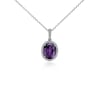 Amethyst and Diamond Pendant in 14k White Gold (10x8mm)