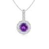 Amethyst Pendant with Bar-Set Diamond Halo