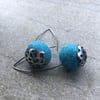 Blue Felted Wool Earrings