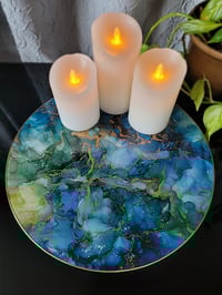 Image 3 of 14" Lazy Susan Turntable Epoxy Resin Art 'The Emperor'