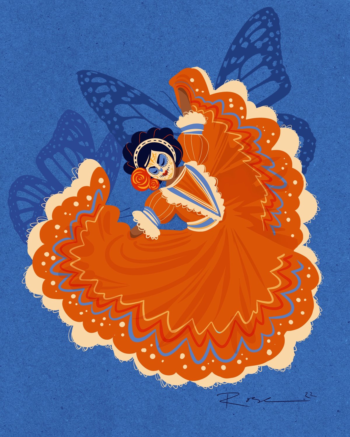 Image of 8x10 Day of the Dead - Orange Dress