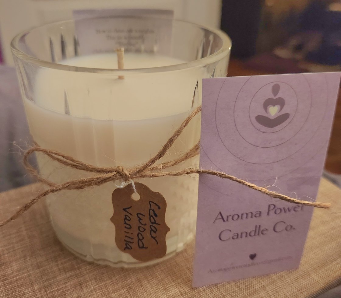 Image of Cedarwood Vanilla Candle in Reusable Whiskey Rocks Glass