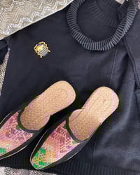 Image 2 of Banig Mules - Black Border, Multicolor Weave