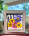 Veronica, Aster, Maximillian Sunflower And Calendulas In 6" X 6" Shadow Box (Item# 202217S)