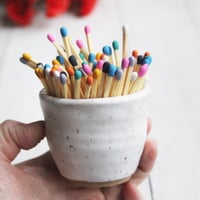 Image 2 of Match Striker Cup, Match Holder, Shot Glass in White Speckled Stoneware Clay, Made in USA