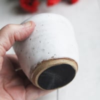 Image 5 of Match Striker Cup, Match Holder, Shot Glass in White Speckled Stoneware Clay, Made in USA