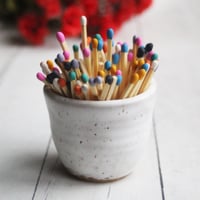 Image 1 of Match Striker Cup, Match Holder, Shot Glass in White Speckled Stoneware Clay, Made in USA