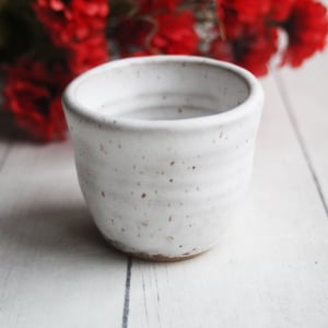 Image of Match Striker Cup, Match Holder, Shot Glass in White Speckled Stoneware Clay, Made in USA