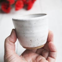 Image 4 of Match Striker Cup, Match Holder, Shot Glass in White Speckled Stoneware Clay, Made in USA