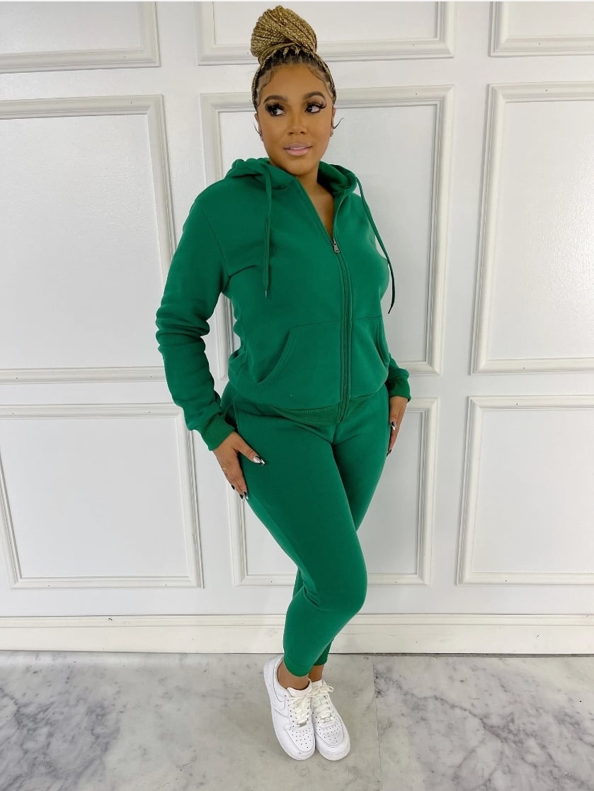 Fleece zipdown set plus size