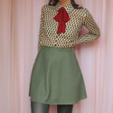 Ready to ship Phuncle Bow Blouse - Olive & red graphic print 