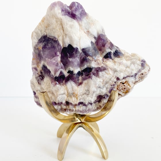 Image of Chevron Amethyst no.33 + Brass Claw Stand