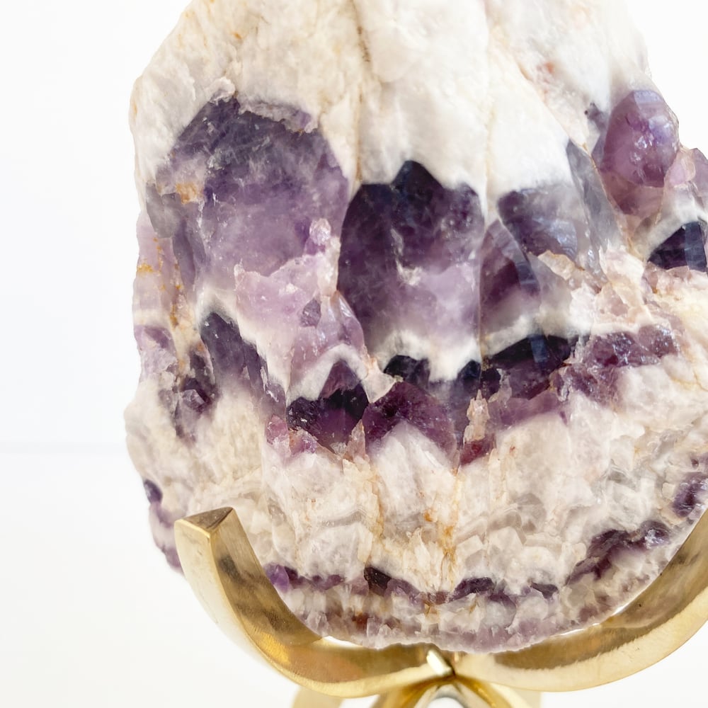 Image of Chevron Amethyst no.33 + Brass Claw Stand