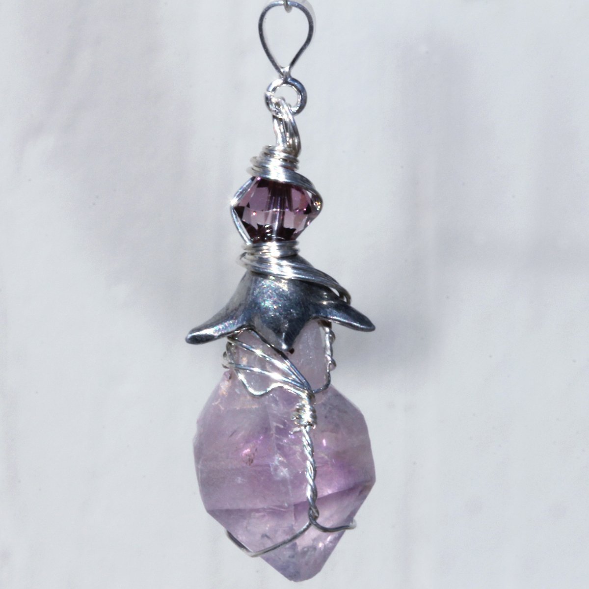 Madagascar Amethyst Scepter Crystal Wire Wrapped Pendant