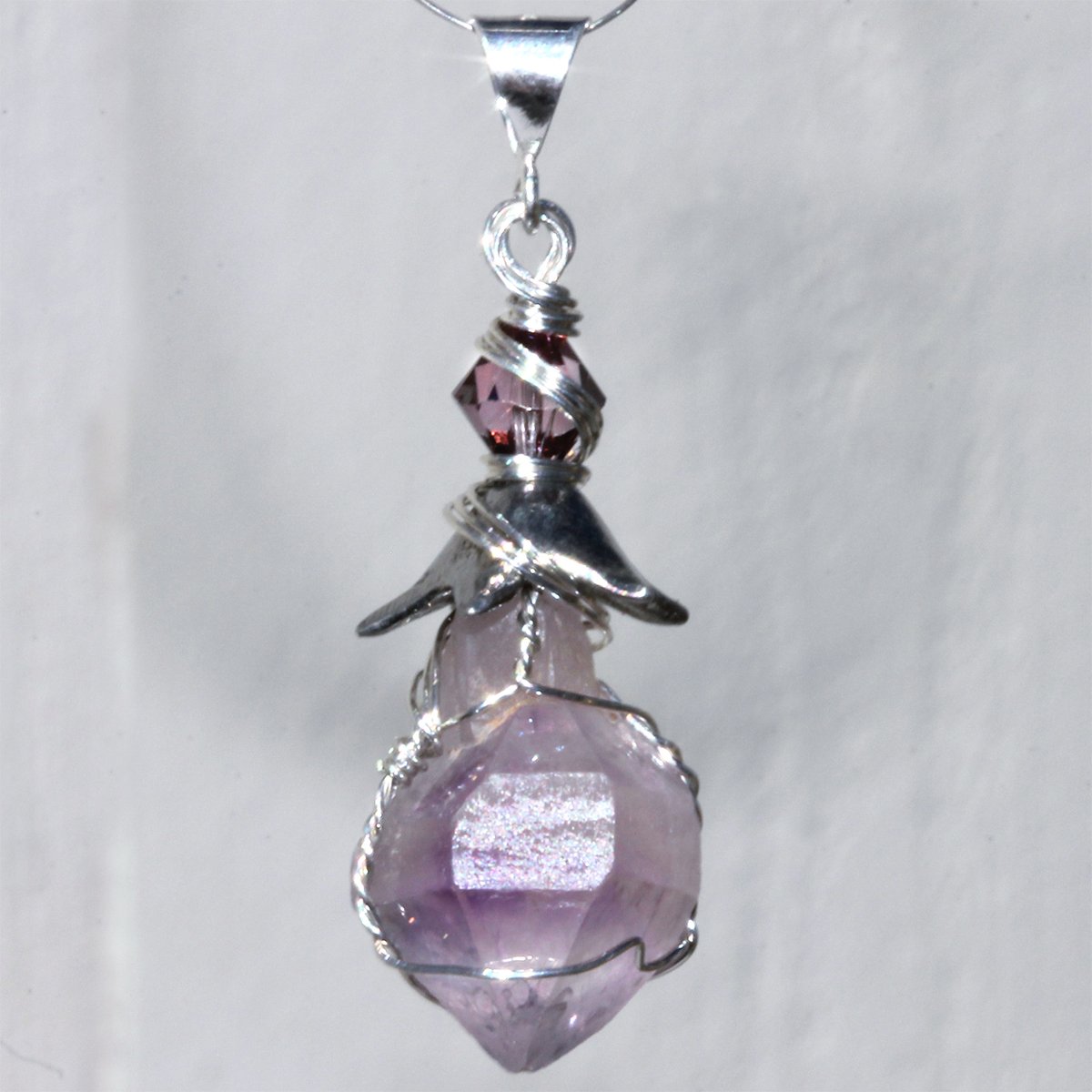 Madagascar Amethyst Scepter Crystal Wire Wrapped Pendant