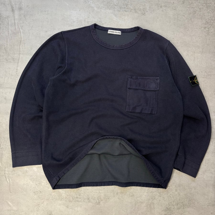 Image of SS 1999 Stone Island Ribbed Pocket Sweatshirt, Size XL