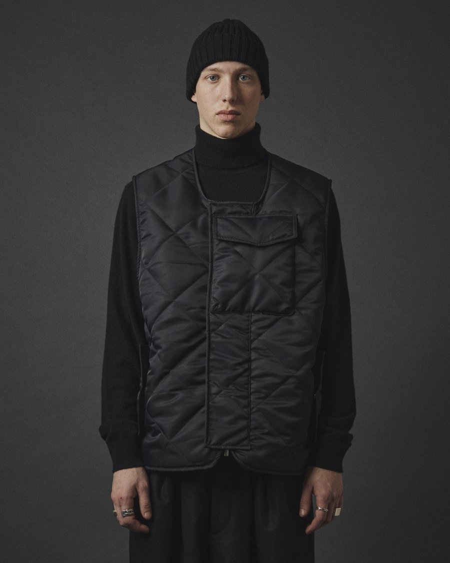 Image of Black Quilted Nylon Padded Vest