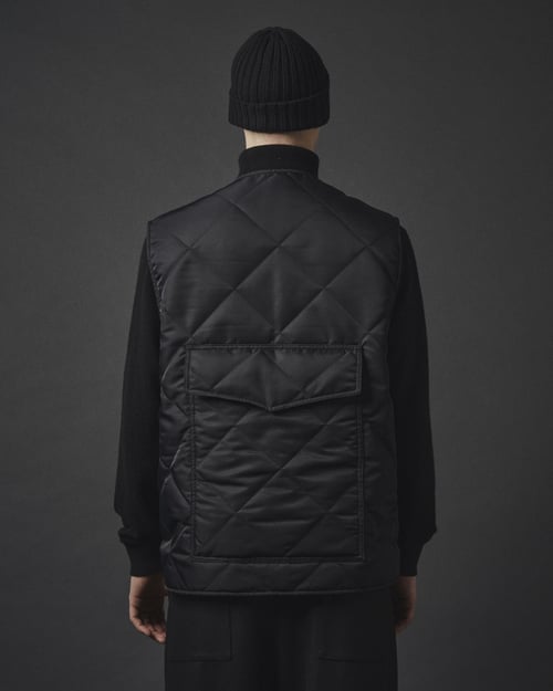 Image of Black Quilted Nylon Padded Vest