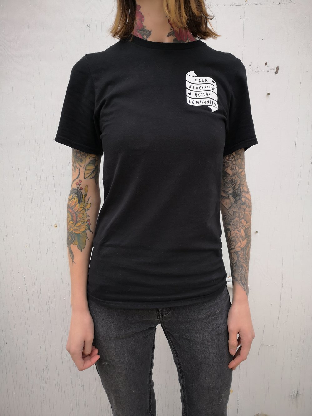 'Harm Reduction Builds Community' tee (XS-4XL)