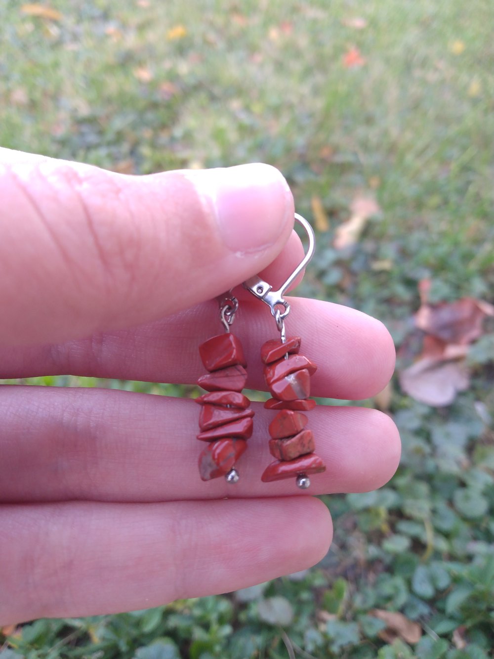 Crystal chip earrings ( labradorite, malachite, or red jasper)