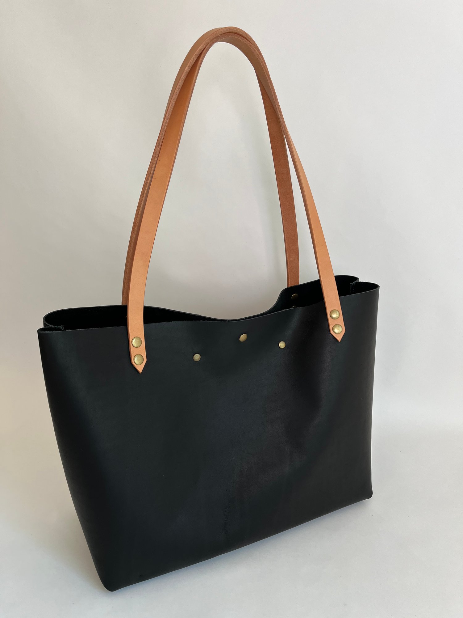 Image of Black Carry-all Tote (Aqua stitching)