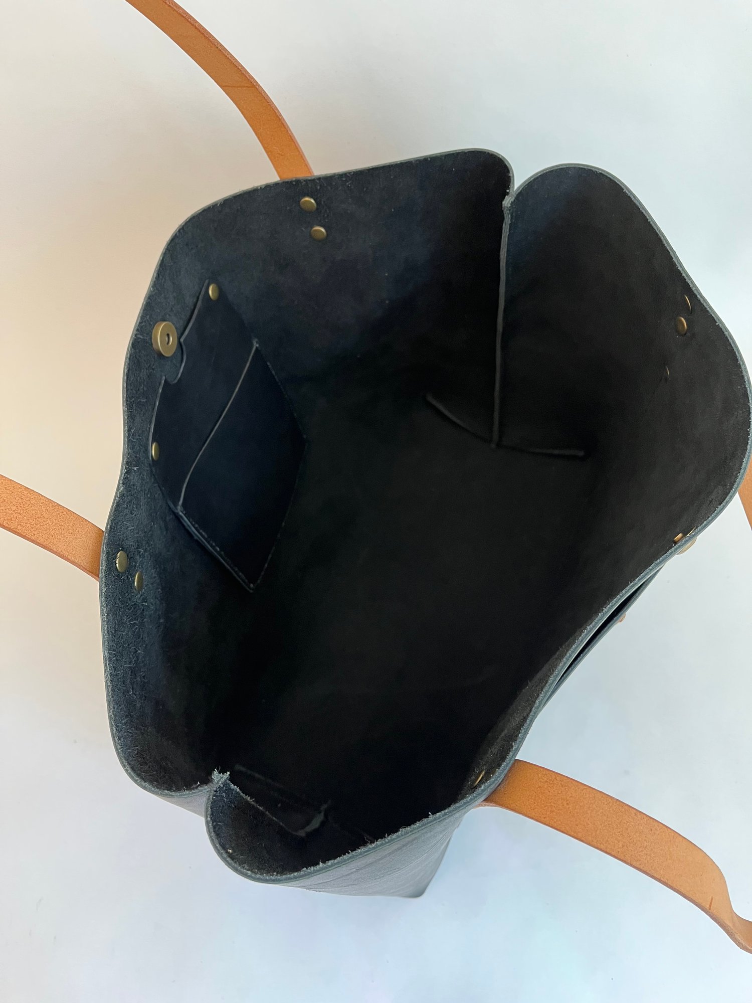 Image of Black Carry-all Tote (Tan Straps)