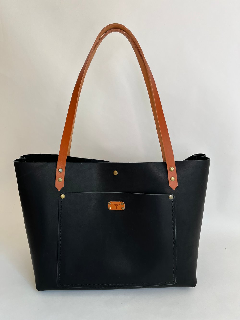 Image of Black Carry-all Tote (Tan Straps)